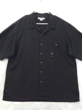 Hook & Tackle Shirt Mens XL Black Marlinrita Embroidered Short Sleeve Button-Up